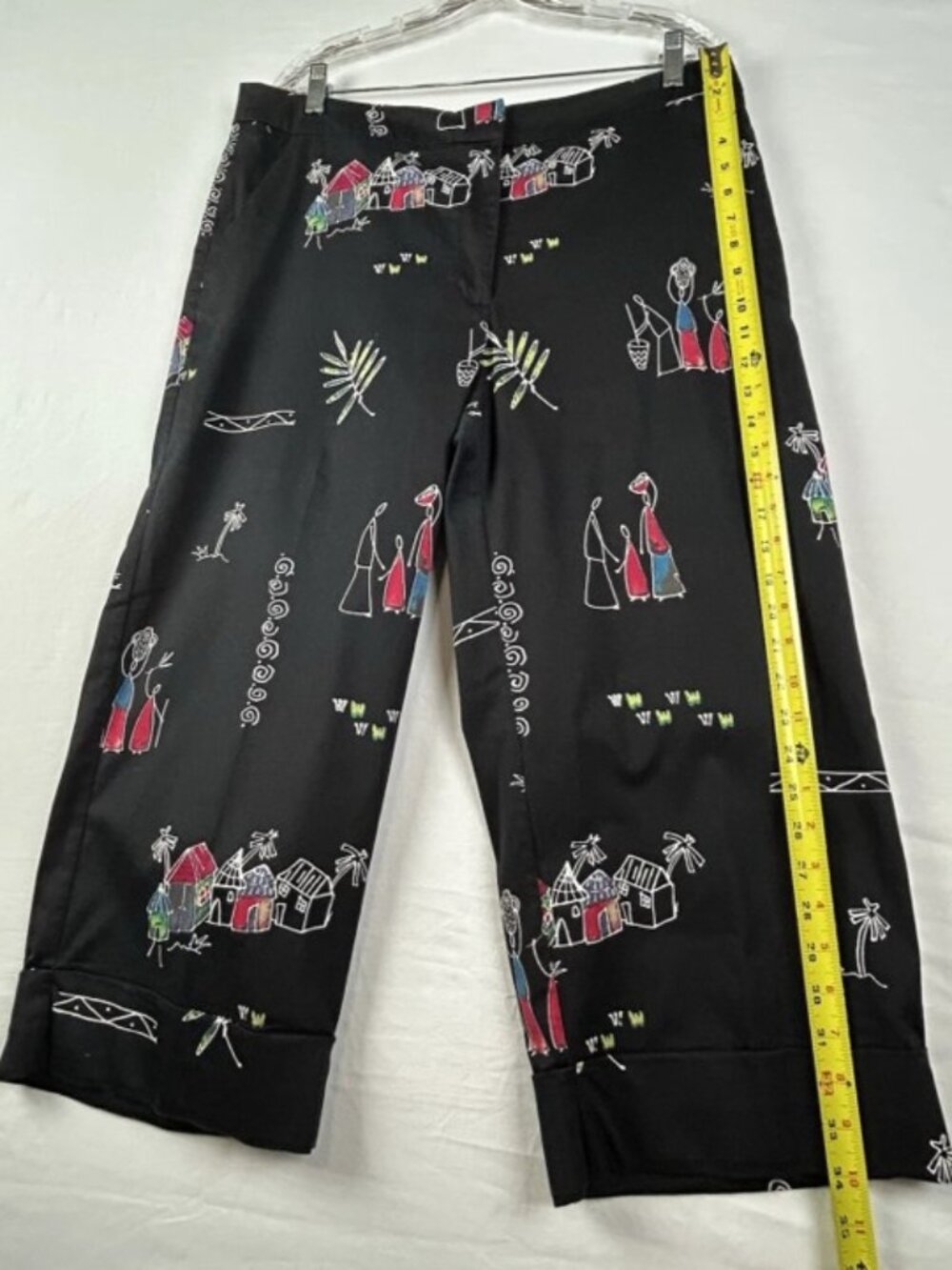 Chico’s Artistic Village Print Crop Pants XL Global Boho Wearable Art - Picture 10 of 12